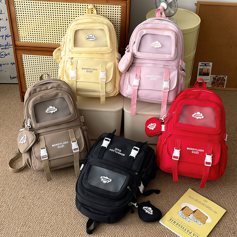 Schoolbag for female students, Korean version solid color campus durable large-capacity backpack, backpack for female primary school students, junior high school students and senior high school students Application Scenario