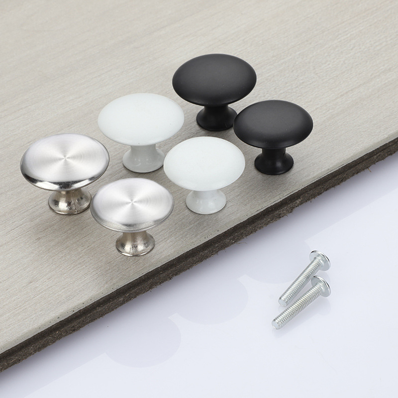902 Simple wardrobe, round stainless steel drawer handle, European mushroom-shaped porcelain white, black single-hole handle Application Scenario