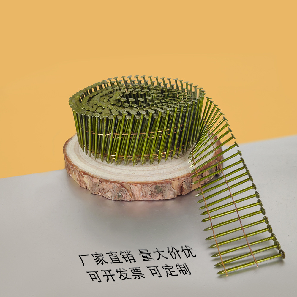 Fengkai Factory's gun pneumatic nail, smooth rod, roll nail, pallet nail, board nail, wooden box nail, 2350, 2355, 25 Application Scenario