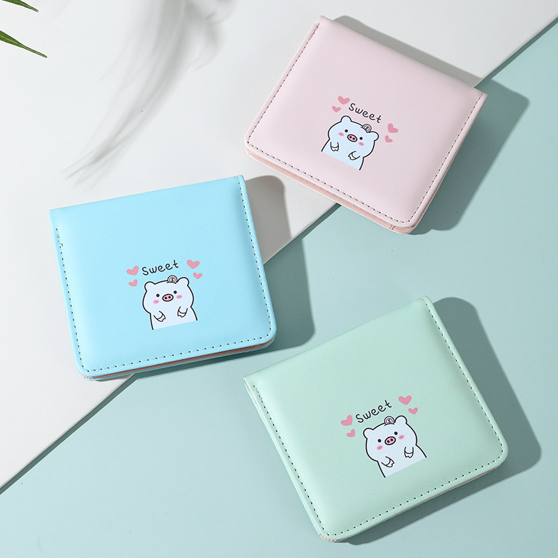 2021 New women's short wallet, student Korean version cute little pig print heart clip coin purse details Picture