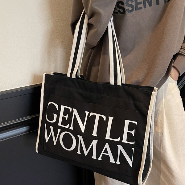 Casual and versatile hand-held large bag for women 2025 new Spring/Summer fashionable and simple tote bag, artistic letter single-shoulder bag Specification drawing