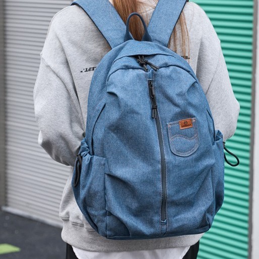 The new denim large-capacity schoolbag, student backpack, casual travel and outdoor backpack design is suitable for both men and women Specification drawing