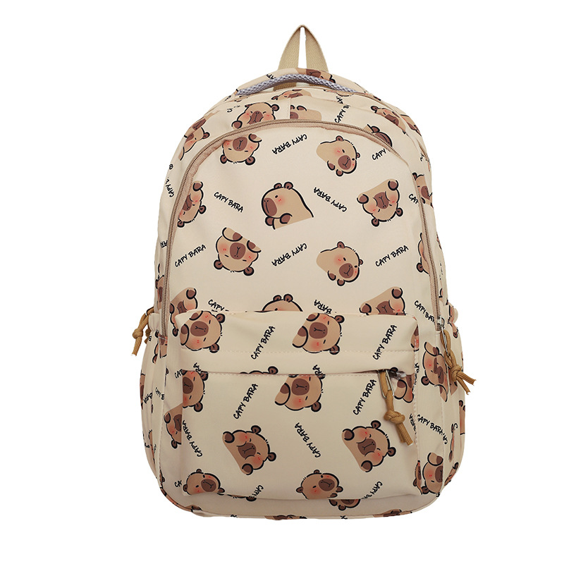 Cute capybara junior high school schoolbag for girls, large-capacity printed backpack, Kapipala, high appearance level casual backpack Item Picture