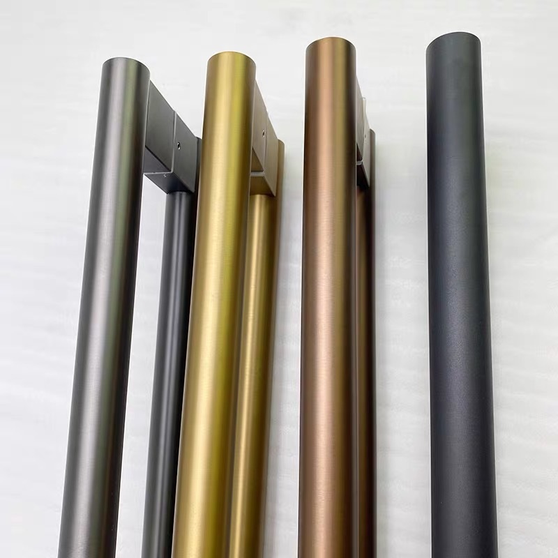 Modern and simple stainless steel glass door handle, round tube, black hotel sliding frameless door, wooden door handle Specification drawing
