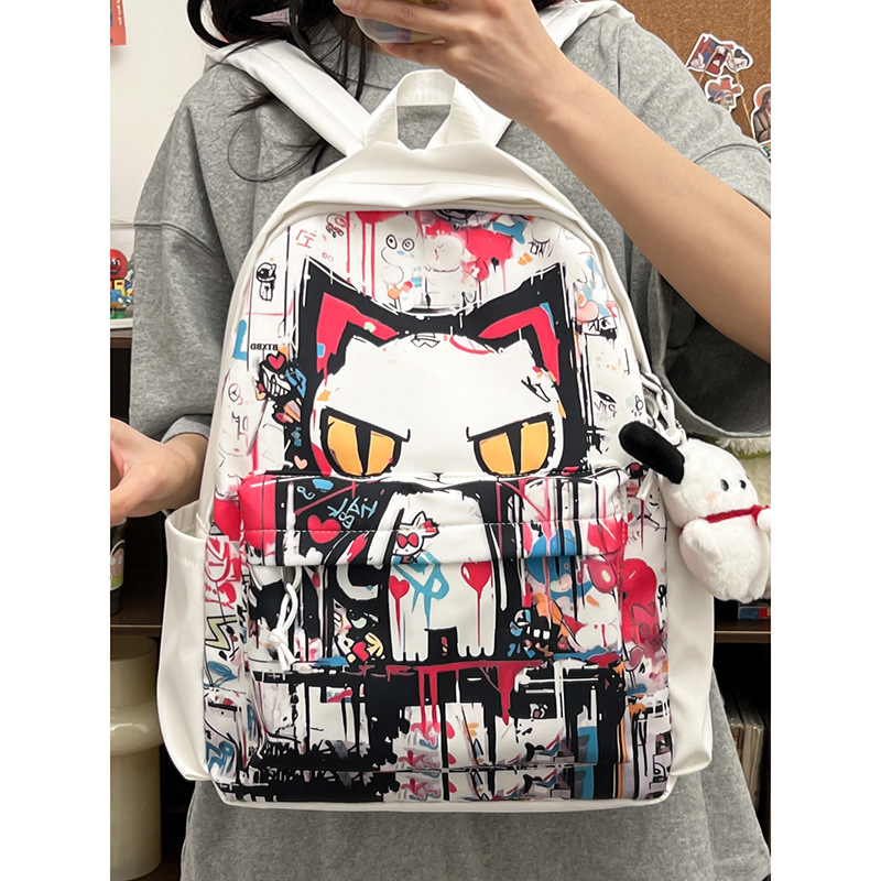 New large-capacity, personalized graffiti backpacks for girls, trendy school bags for junior and senior high school students, and primary school students details Picture