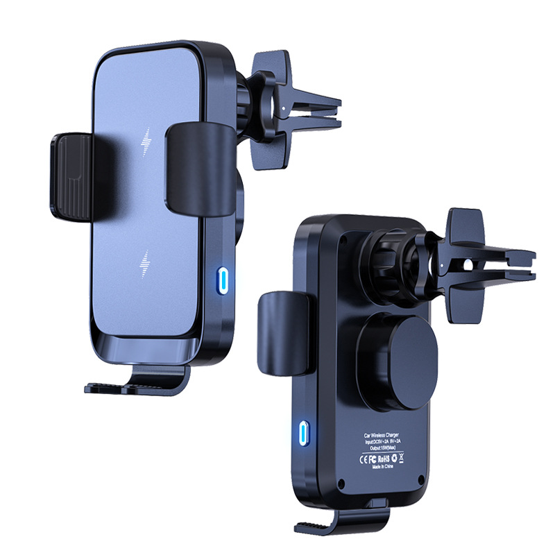 The new cross-border 15W fast charging dual-coil car wireless charger automatically senses the wireless charging of car mobile phones Item Picture