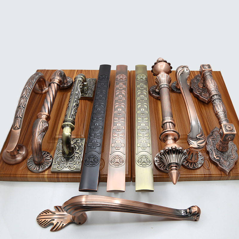 European-style antique copper and wood door large handle, villa double door, retro main door handle, apartment and hotel exposed large handle full figure