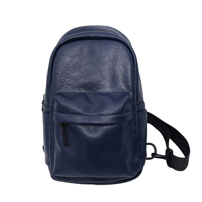 High-end pu leather chest bag, gender-neutral style, trendy single-shoulder backpack for both men and women, casual sports cycling crossbody bag Item Picture