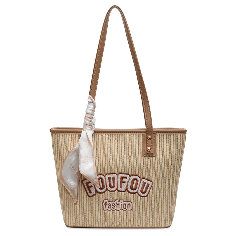 The 2025 new woven bags are popular women's bags, large-capacity tote bags, versatile single-shoulder bags, and college students' commuting bags for classes Item Picture