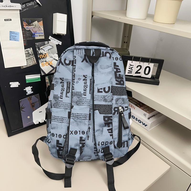 2024 New style schoolbag for boys, graffiti, cool, large capacity, high appearance level, backpack for girls, college students, couple backpack Specification drawing