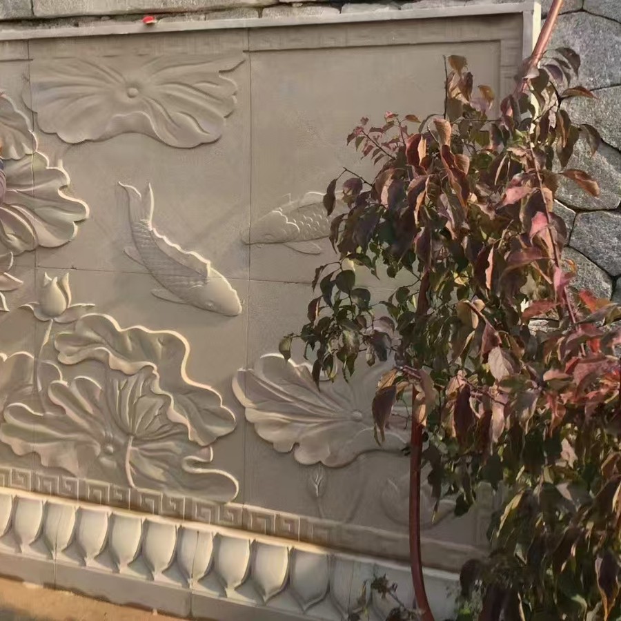 The hard yellow sandstone art wall in Shandong is carved with intaglio, relief and relief Application Scenario