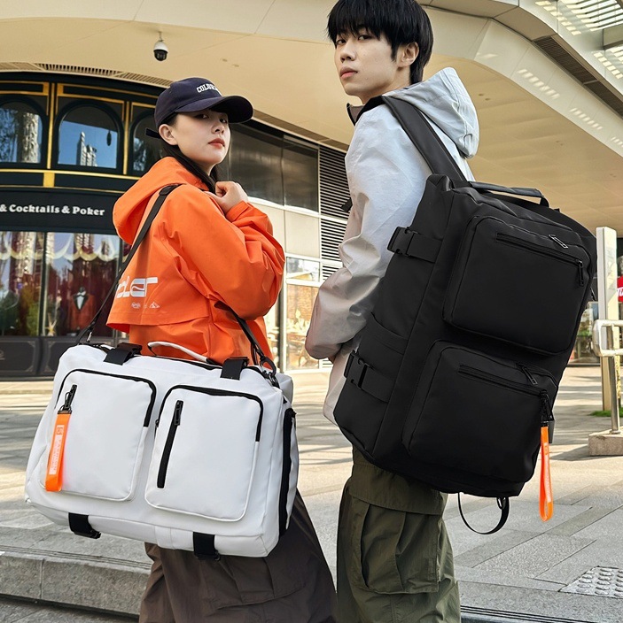 Large-capacity short-distance travel bag, solid-color water-resistant badminton outdoor sports fitness bag, versatile student backpack full figure