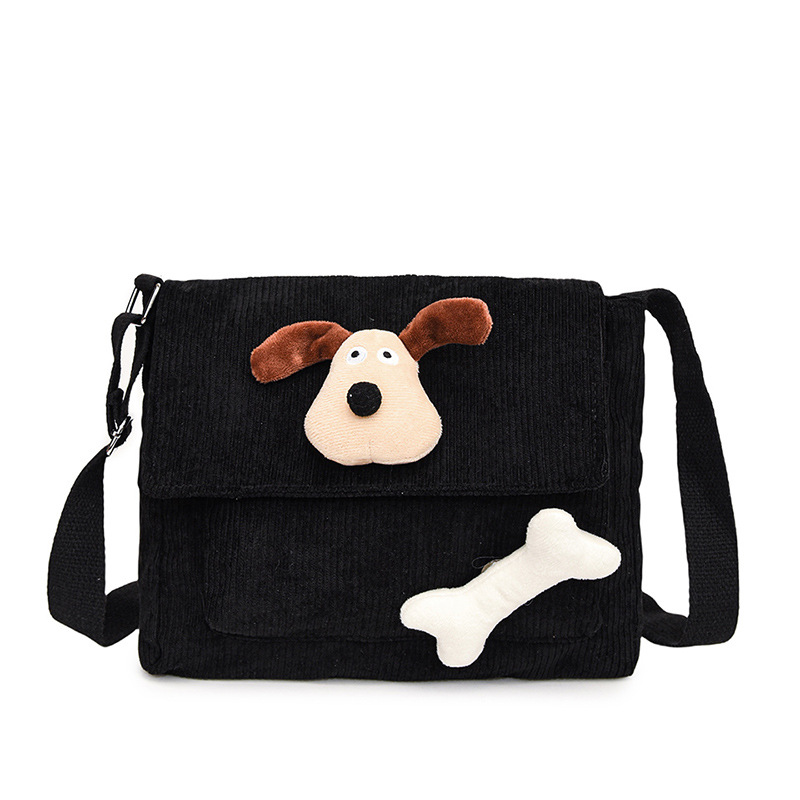 New high-end Korean-style Instagram phone bag, new cartoon bone puppy corduroy niche and versatile crossbody bag Item Picture