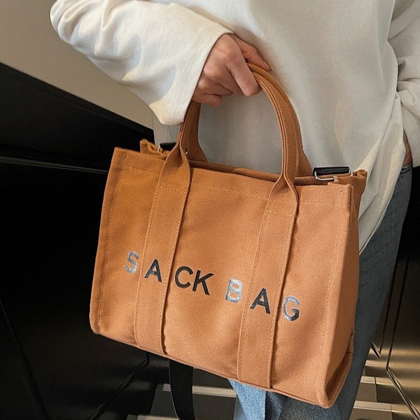 2025 Cross-border Women's bags: Simple crossbody bag, casual tote bag, letter-printed canvas bag, large-capacity single-shoulder bag Specification drawing
