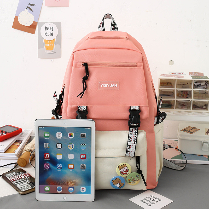 Customized Korean version of Harajuku ulzzang five-piece backpack for girls, large-capacity portable schoolbag for primary school students Application Scenario
