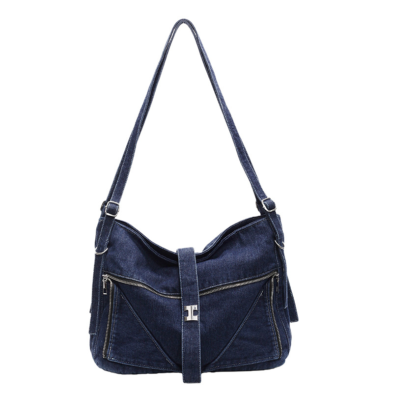2025 New fashion single-shoulder bag, denim underarm bag, large-capacity tote bag, Korean style Instagram single-shoulder crossbody bag for women Item Picture