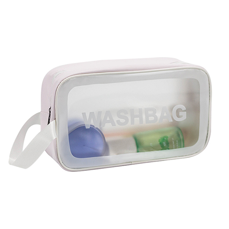 pu matte makeup bag, simple and large-capacity portable hand-held travel waterproof toiletry bag, cosmetic storage bag Item Picture