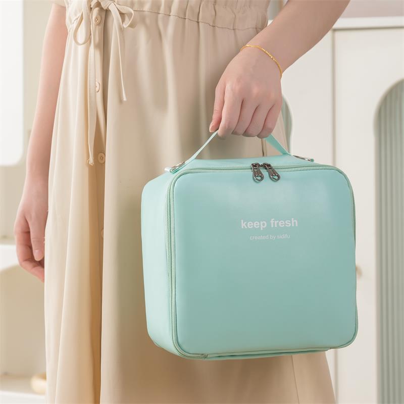 PU large-capacity bento bag, hand-held thickened picnic bag, single-shoulder insulated bag for going out, macaron-colored ice bag, lunch bag Specification drawing