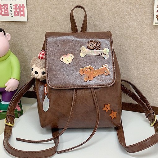 Cute cartoon bone dog backpack, a new retro casual and fashionable backpack for girls' commuting Specification drawing