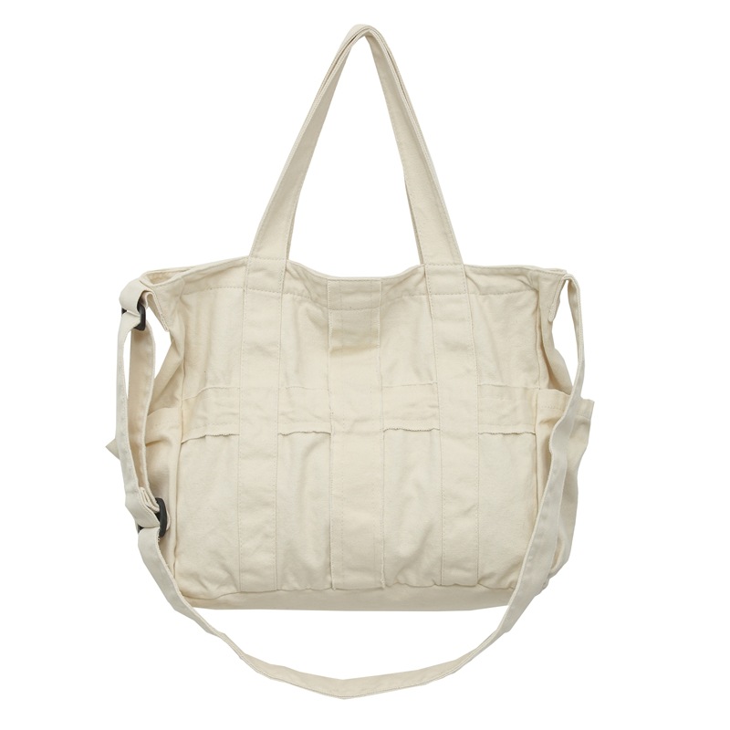 Student canvas bag function, student bag, fashionable ring bag with zipper, large capacity, Haraju-style ins casual single-shoulder bag Item Picture