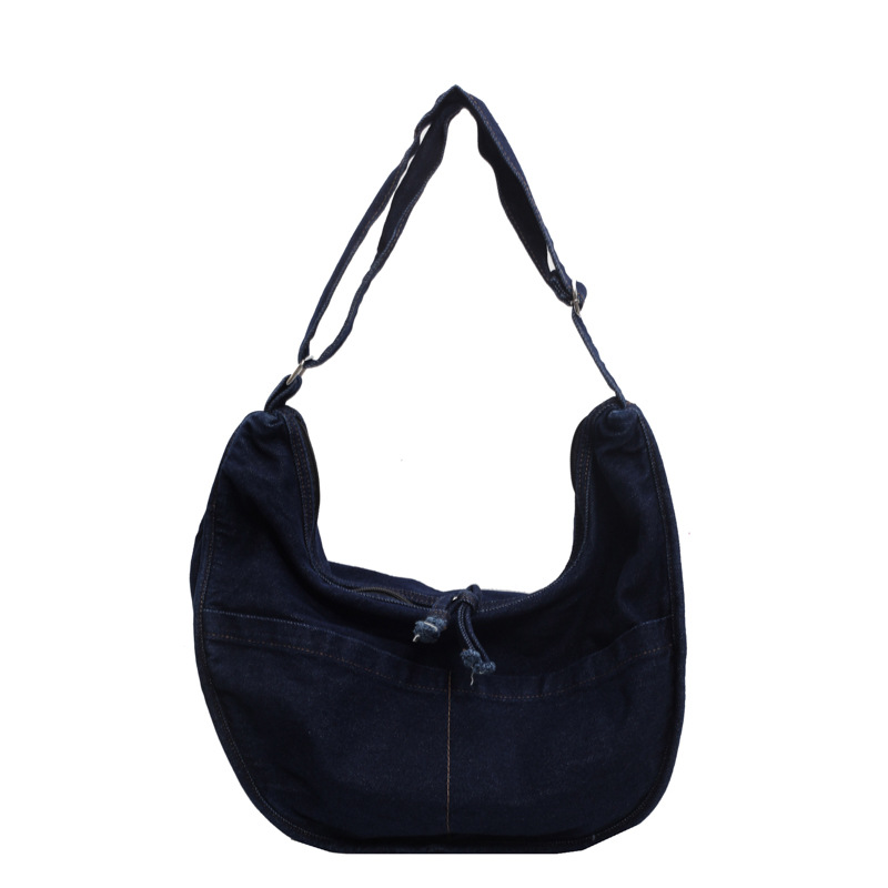 A Korean-style ins high-end casual denim bag for women, featuring a simple and laid-back style for daily commuting and shopping Item Picture