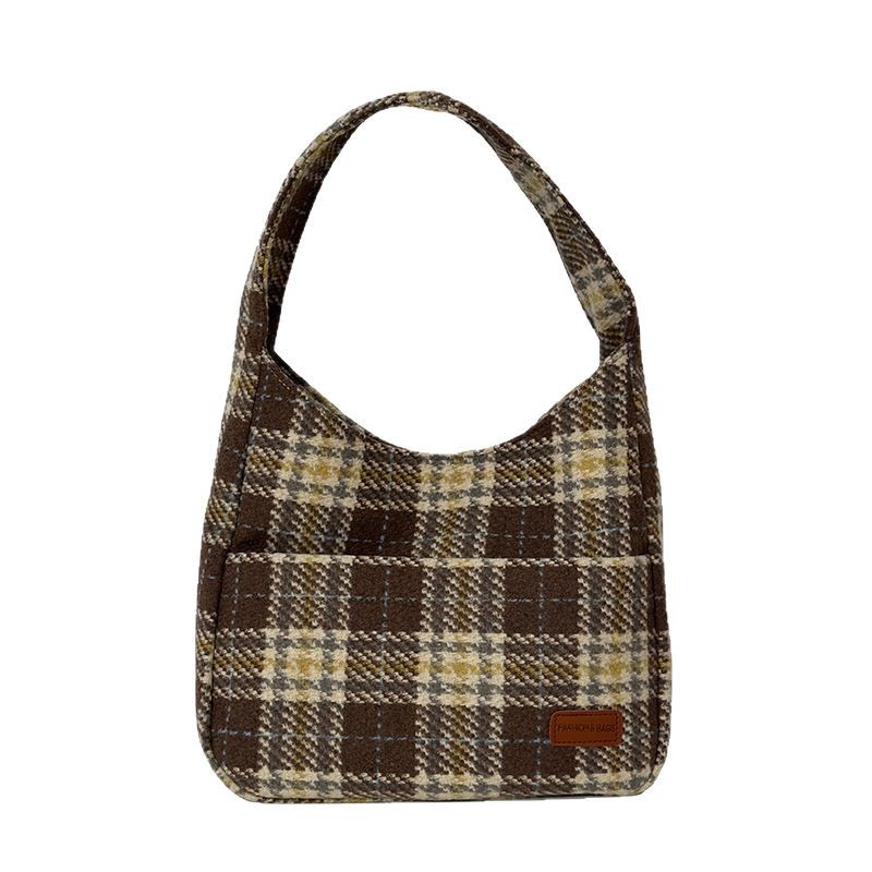 A new large-capacity cross-border bag for women, featuring a retro and versatile Korean checkered pattern. It's a literary student single-shoulder bag and a commuter tote bag Item Picture