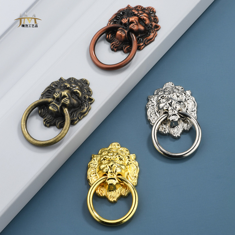 Jingmao Hardware B-447 New Chinese-style antique brushed Lion Head Kitchen cabinet, wardrobe door and home Decoration hardware handle full figure