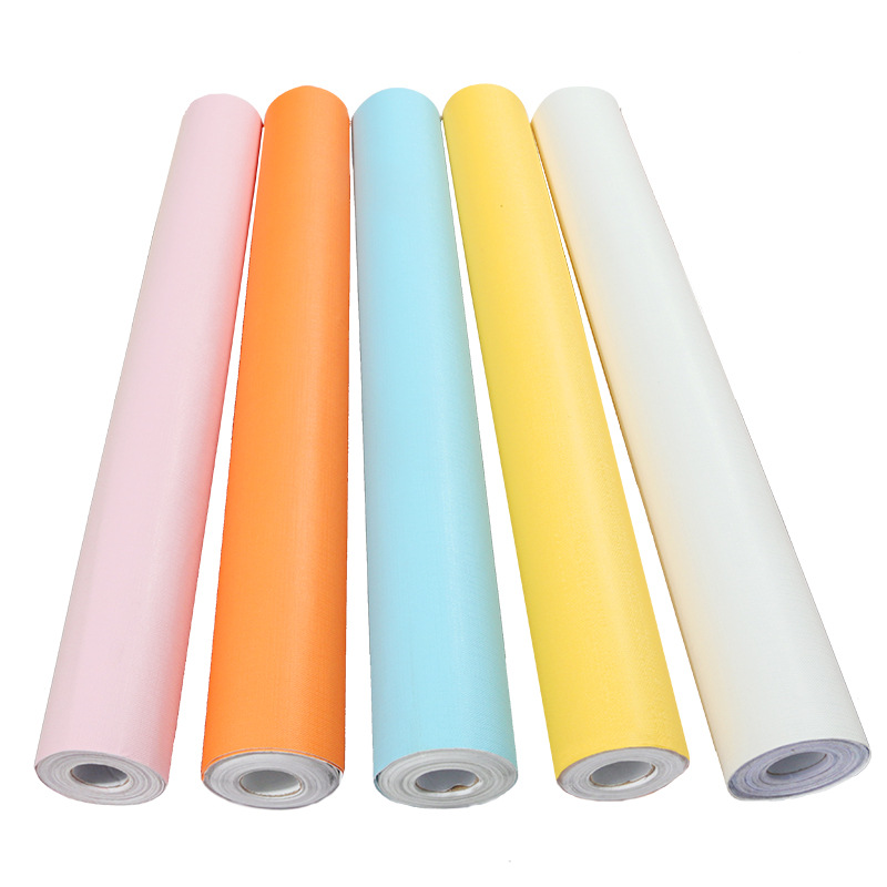 Manufacturer wholesale self-adhesive bedroom wallpaper, solid color thickened wall fabric, macaron light luxury solid color wallpaper, waterproof self-adhesive Item Picture