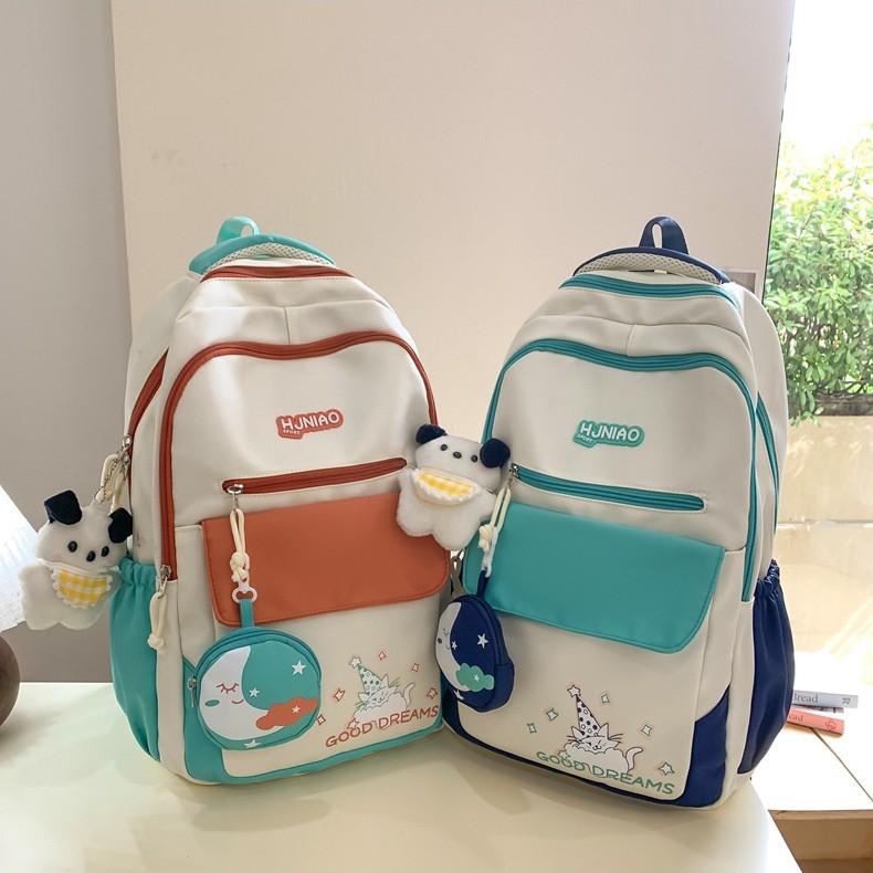 Wholesale of cute schoolbags for junior and senior high school students, lightweight travel bags, new color-blocking and color-blocking cute backpacks details Picture