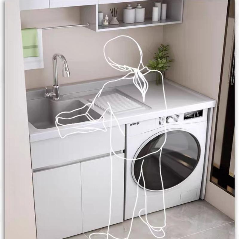 Kxh honeycomb aluminum laundry cabinet, balcony integrated combination, laundry cabinet, companion laundry table with washboard, washbasin and sink Application Scenario