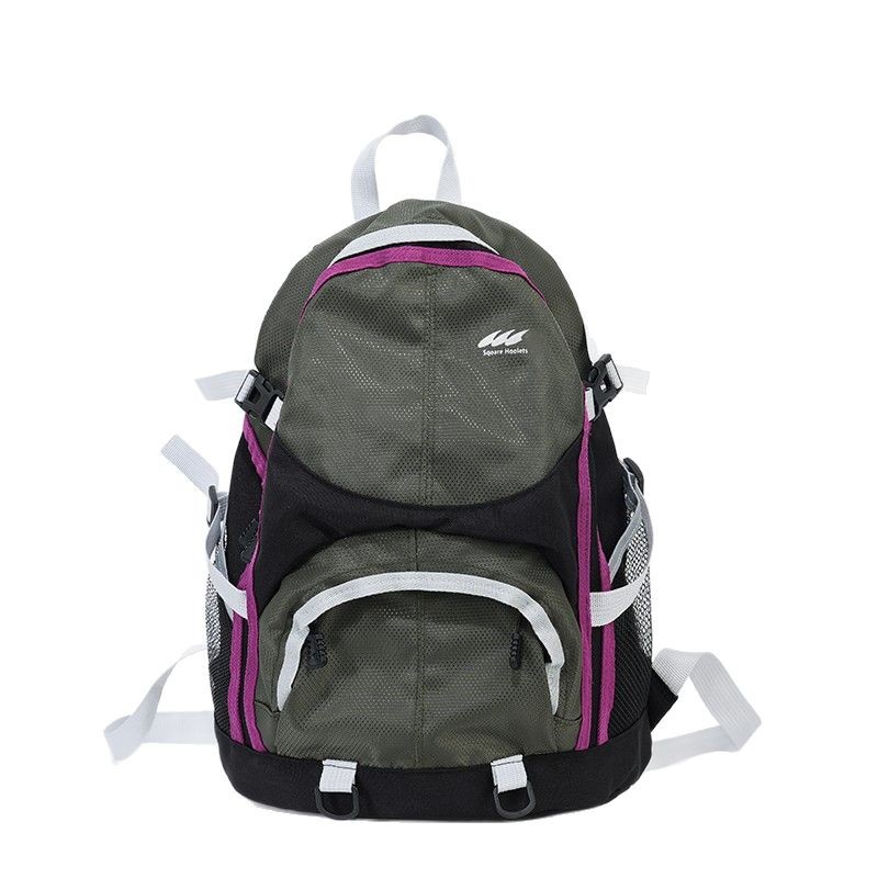 Retro backpack, student outdoor leisure travel bag, color-block lightweight sports hiking bag, multi-functional schoolbag Item Picture