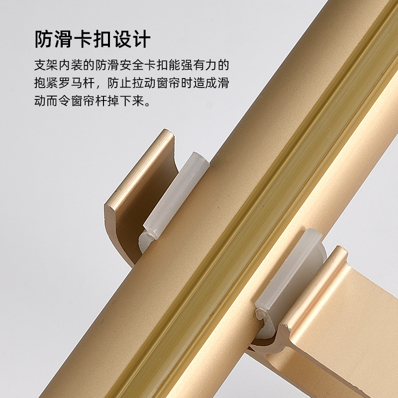 Curtain rod Roman rod bracket accessories, thickened aluminum alloy side-mounted rod installation code, curtain track single and double rod bracket Specification drawing
