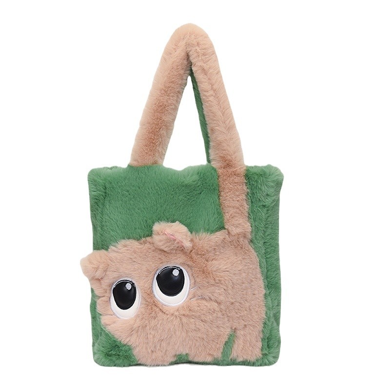 New cute cat tote bags, commuter plush bags, women's single-shoulder bags and girls' small crossbody bags for winter 2024 Item Picture