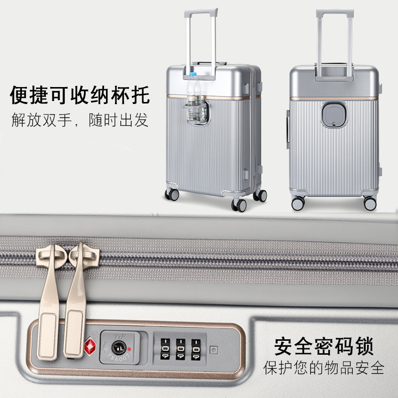 New high-appearure-level female luggage suitcase with handle, PC hard shell anti-theft password lock, 20-inch carry-on suitcase Application Scenario