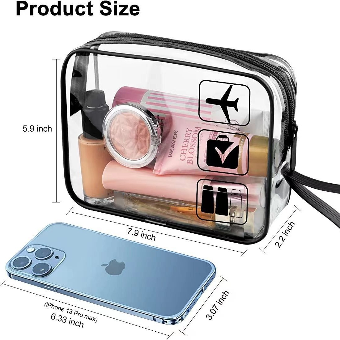 Wholesale of cross-border transparent toiletry bags, convenient transparent travel makeup bags, airport sundries storage bags, and PVC transparent bags Application Scenario