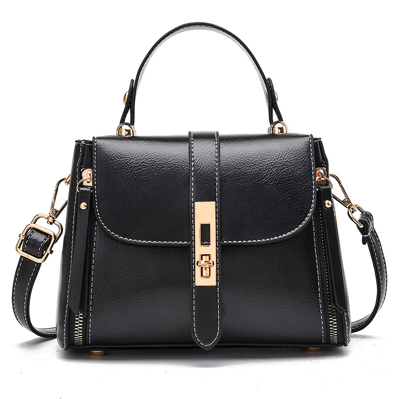 The 2022 new trendy summer fashion oil wax leather square bag for ladies, large capacity, retro single-shoulder crossbody bag Item Picture