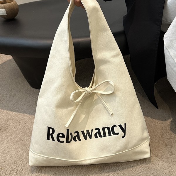 New niche lettered single-shoulder bag, large-capacity versatile fabric bag, women's canvas bag, single-shoulder underarm trendy shopping bag full figure