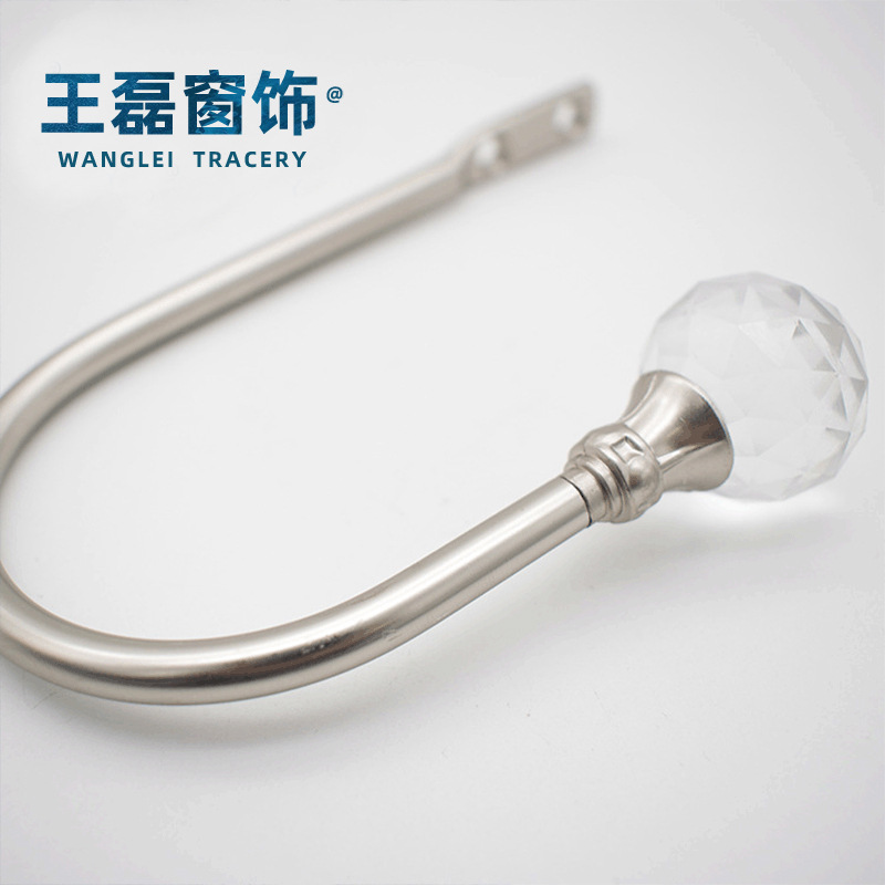 Cross-border supply zinc alloy material U-shaped crystal curved hook, curtain wall hook, wall hook, fixed curtain hook accessories Specification drawing
