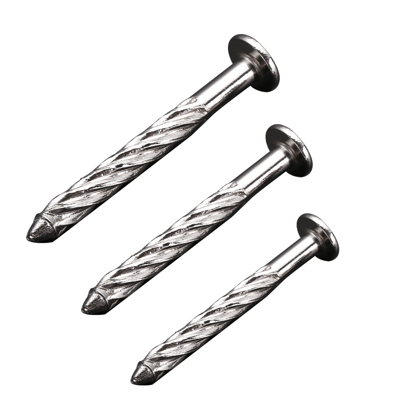 Stainless steel 201 explosion-proof strong anti-loosening threaded nails, twisted nails, spiral expansion nails, floor nails, twist nails, round heads Item Picture