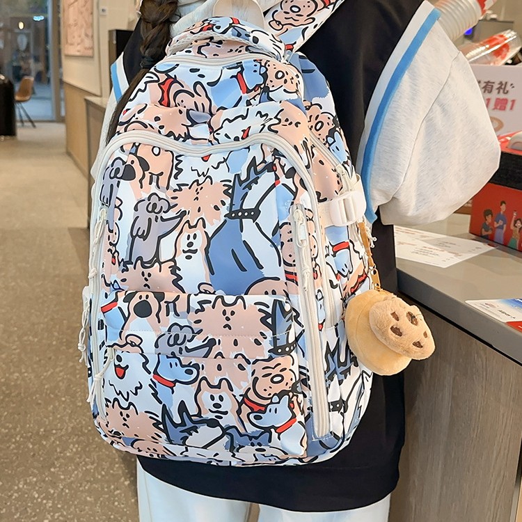 The new schoolbag is simple and elegant. It is a large-capacity printed college style fashionable backpack and a cute casual backpack for female college students full figure