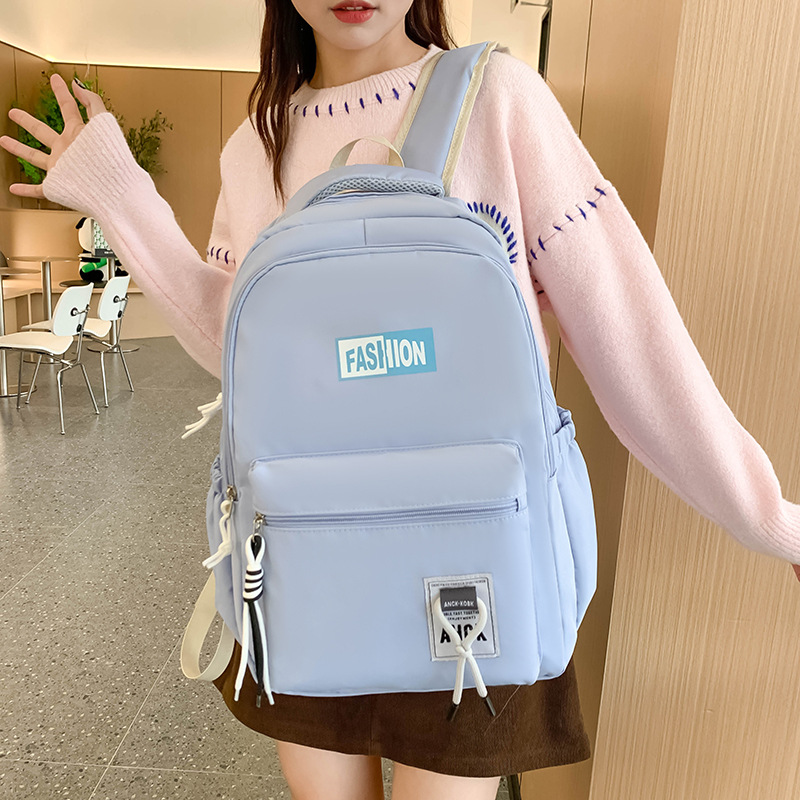 Large-capacity outdoor lightweight backpack, forest-style ins style solid color student schoolbag, Japanese-style Harajuku style versatile backpack for women Specification drawing