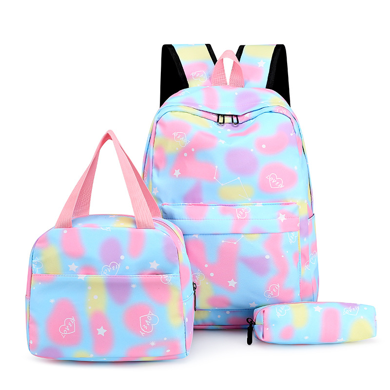 Cross-border best-selling graffiti three-piece set schoolbags, student backpacks, campus schoolbags, meal bags, large-capacity girls' backpacks details Picture