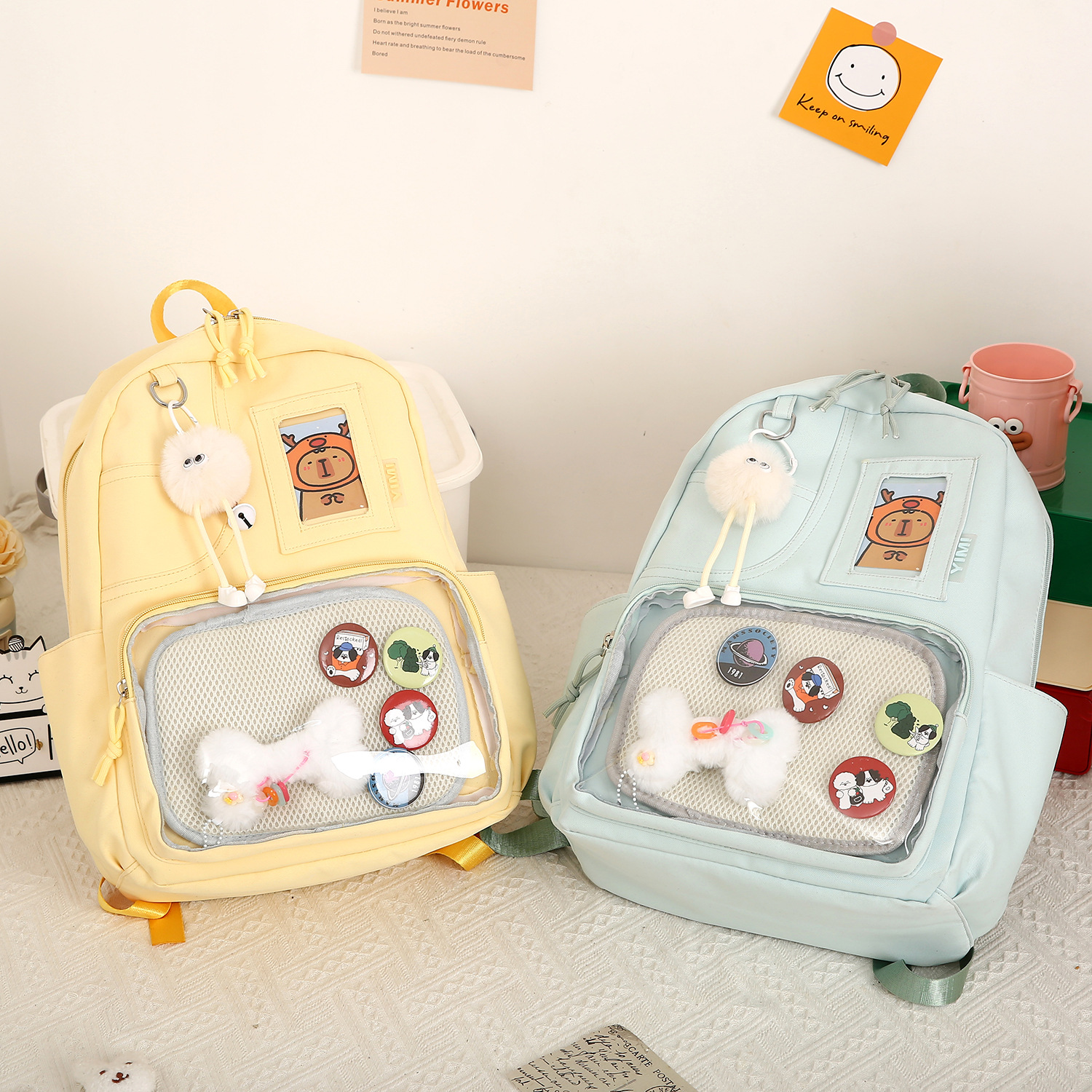 Large-capacity backpacks with pain layers for primary school students from grades three to six, waterproof backpacks for girls, and study kits for junior high school students full figure