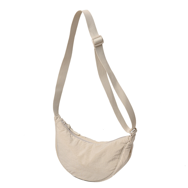 Student solid-color dumpling bag 2025 new style nylon women's waist crossbody bag, simple and lightweight single-shoulder bag, underarm bag, chest bag Item Picture