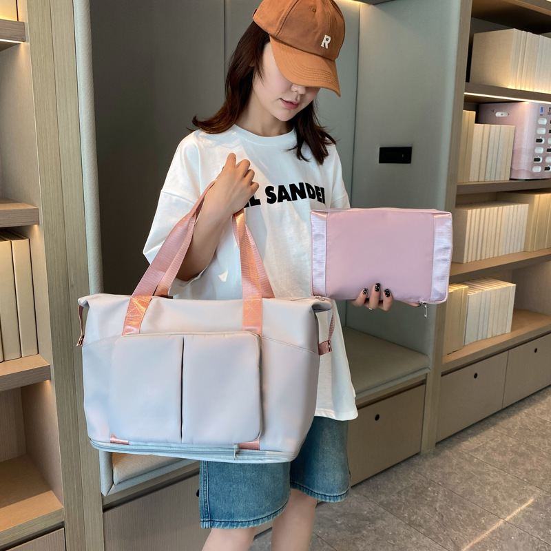 Fitness bags, cross-border expandable large-capacity travel bags, dry and wet separation lightweight maternity bags, student storage luggage bags Specification drawing
