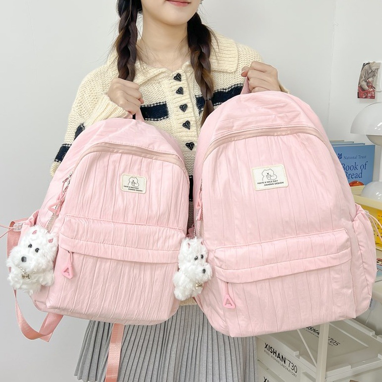 New Korean style Instagram forest-themed, fresh and simple backpack for girls, high appearance level, solid color travel backpack for girls full figure