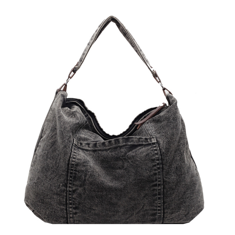 Artistic style denim bag, versatile large-capacity crossbody bag, new Korean version for women, simple student single-shoulder tote bag Item Picture