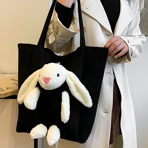 New cute rabbit velvet bag, girl's armpit bag, Korean style, trendy and fashionable, large-capacity single-shoulder bag, personalized bag details Picture
