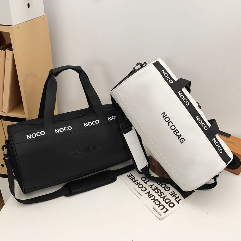 Trendy short-distance large-capacity travel bag for women, simple and versatile sports and fitness bag, multi-functional leather film outdoor storage bag Specification drawing