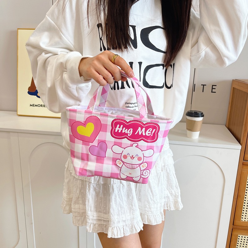 ins canvas handbag 2024 Korean version casual student bag, cartoon cute single-shoulder bag, hand-carried manufacturer wholesale Specification drawing